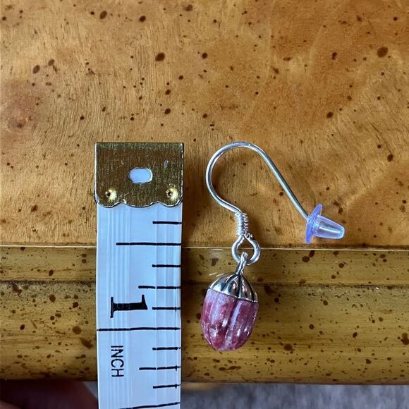 Norwegian Thulite Sterling Silver Earrings - Picture 3 of 8